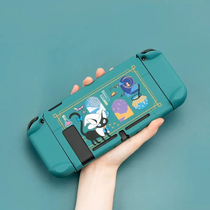 GeekShare-닌텐도 스위치 쉘 연금술 고양이 만화 매직 물약 하드 백 그립 스플릿 케이스, 닌텐도 스위치 조이콘 커버