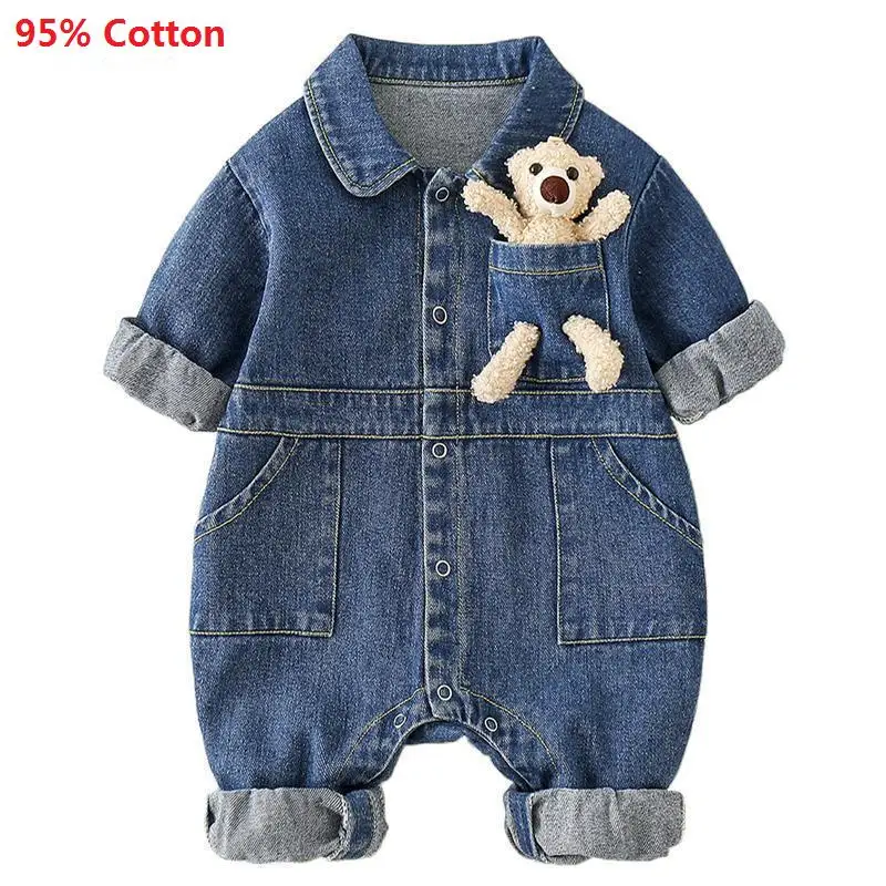 

0-3 Y Baby Infant Denim Jumpsuit Korean rs Clothing for Toddler Boys Girls Babies Spring Fall Romper Cotton Crawling Clothes