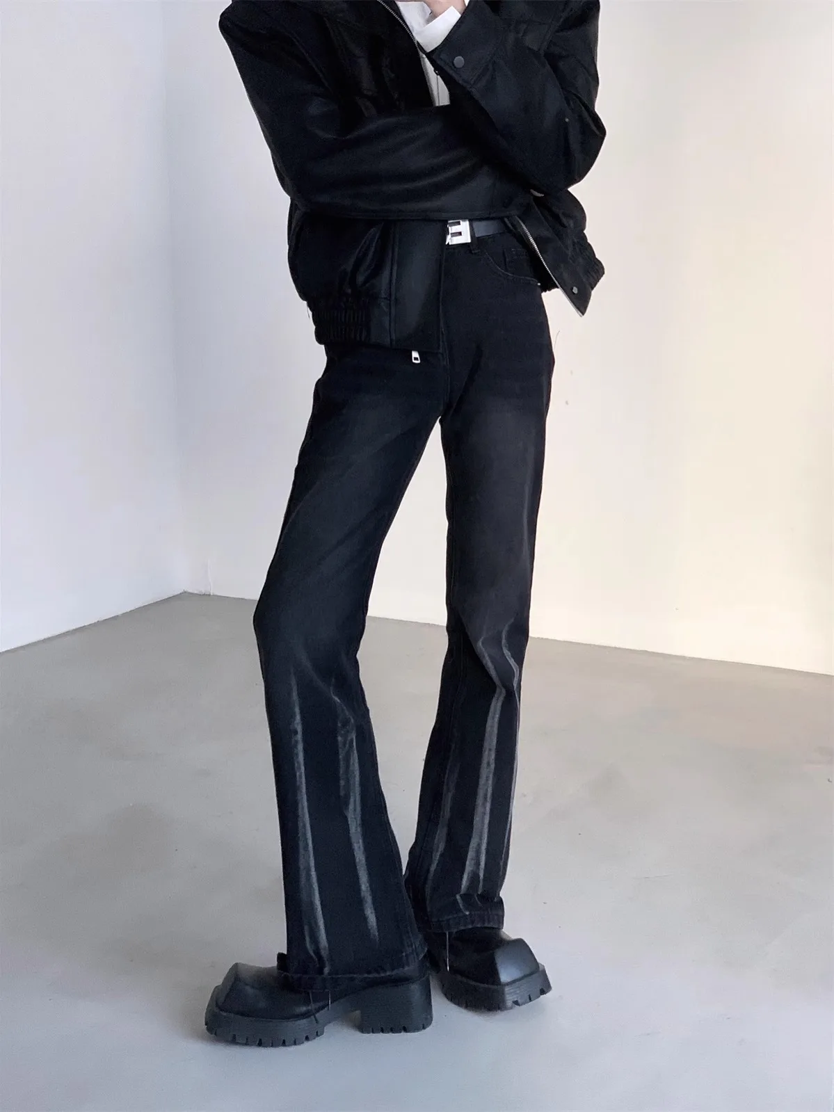 

Tie Dye Waed Men's Jeans High Waist Straight Leg Vintage Drape Micro Flared Pants Casual Wear Cotton Polyester Blend