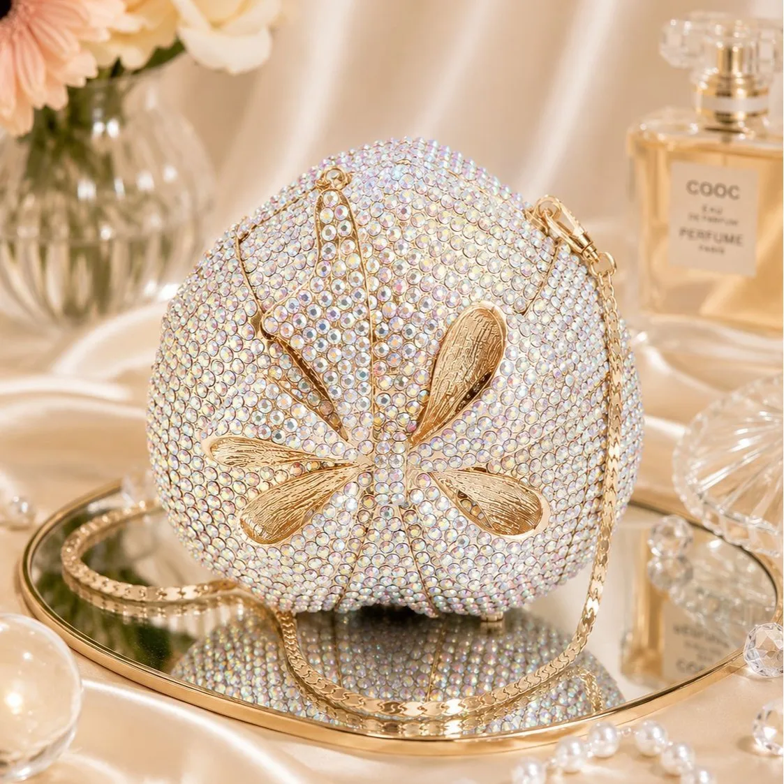 Love handbag diamond-encrusted dinner bag three-dimensional bag style bag versatile