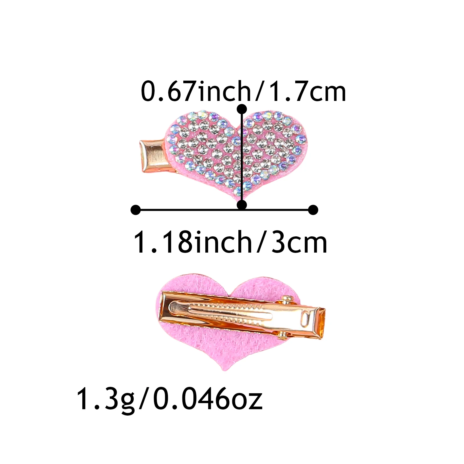 10/20/40/80 pcs, Valentine's Day rhinestone heart-shaped girl hair clip, sparkling heart-shaped hair clip, sweet hair accessory