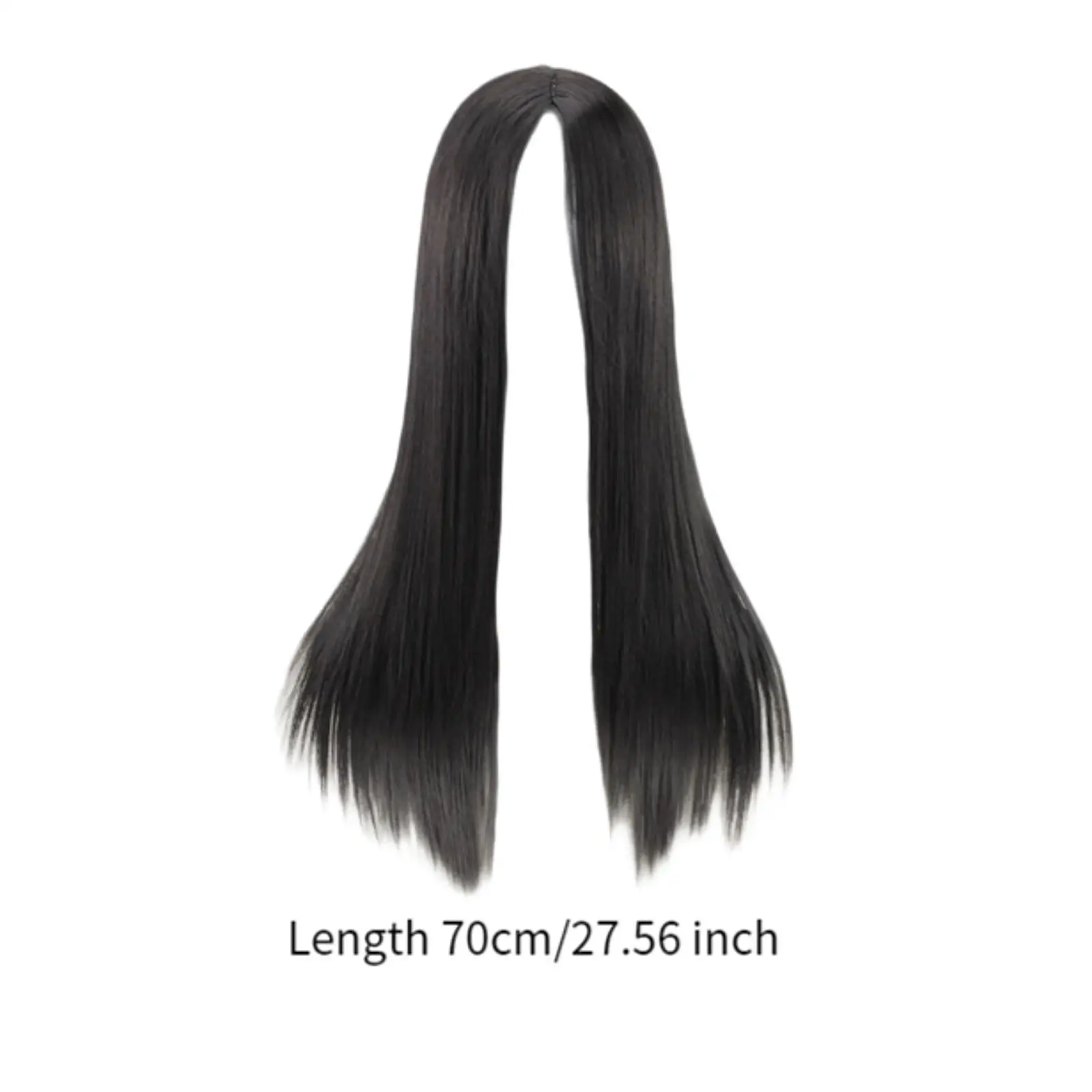 Peruca reta longa preta para mulheres, cabelo sintético elegante, charmoso e elegante, aniversário de casamento e compras, uso diário, 70cm