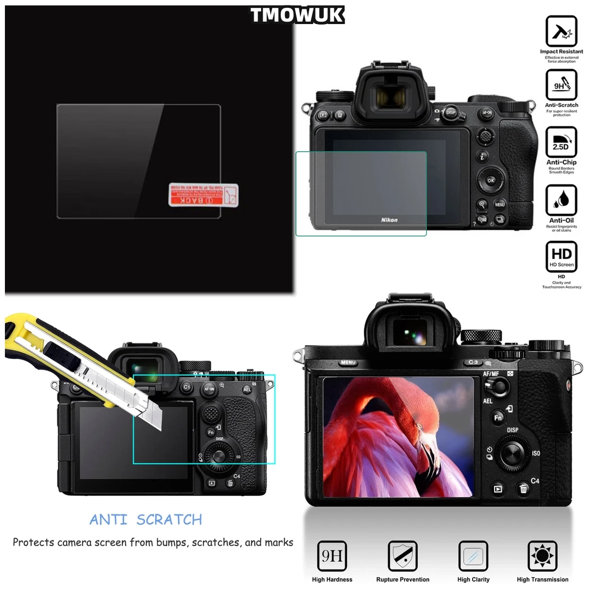 

For A7RII A7RIII A7R4 A7R4A A7SMII A7RMII A7MII A7MIII, 9H Hardness Screen Guard, Bubble-Free Installation