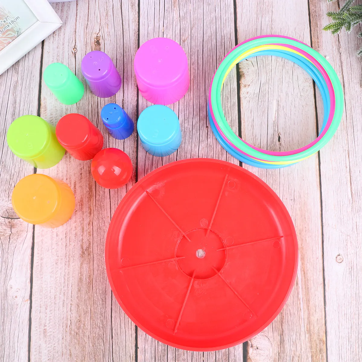 

Набор для игры в кольцеброс Colorful Ring Toss, 18 предметов, включая 8 колец для метания, 9 колонн и 1 основание, для игр в помещении и на улице, для семейных соревнований