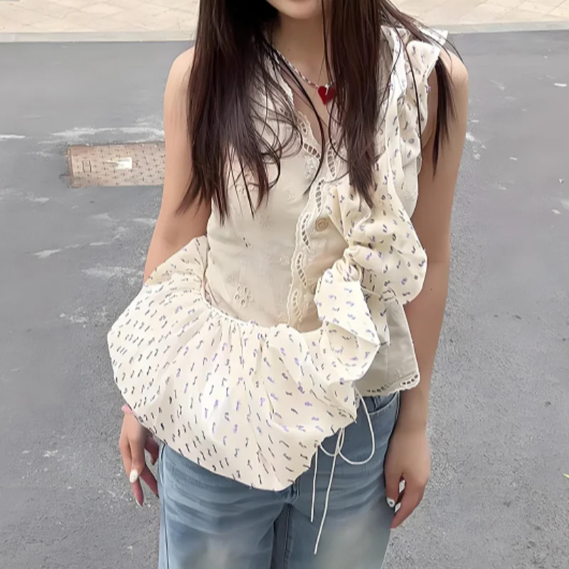 

Korean Creative Floral Handbag Fashion Simple Summer Fairy Crossbody Bag Shoulder Strap Adjust Sweet Totebag Daily Commuting Bag