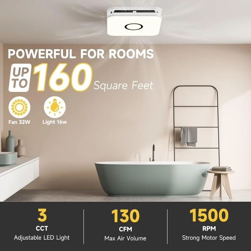 home.2-in-1 Bathroom Exhaust Fan with Light, 32W Vent Fan -   Easy to Install, Quiet Bathroom Fan for Home, Bath, Hotel, Etc.