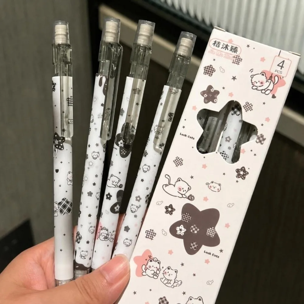 4pcs 0.5mm 2B Lead Mechanical Pencil Set Break Resistant Kawaii Stationery Automatic Pencil Non-sharpening Pencil Back To School