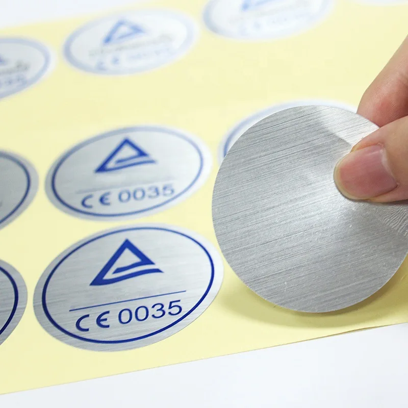 Custom Silver Brushed Logo Stickers Printing Metal Drawbench Adhesive Electronic Wire Gold Silver Labels Metallic Appearance