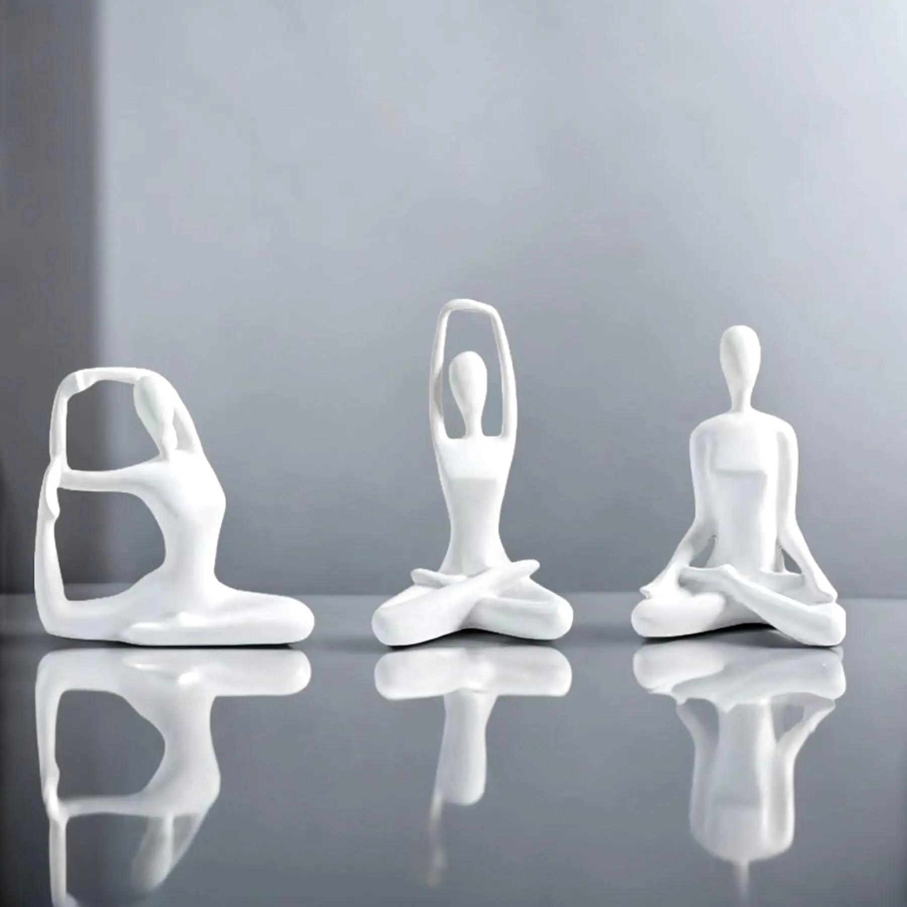 

Zen Harmony Trio White Resin Meditation Yoga Statues 3pcs Set for Home Study Decor Gifts