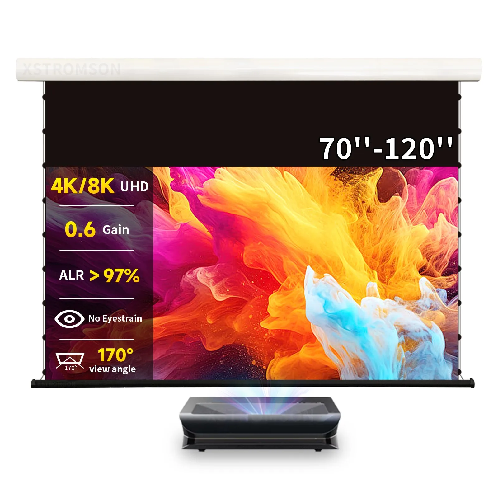 جديد 70-120 بوصة بمحركات شاشة عرض منسدلة PET كريستال ALR الترا قصيرة رمي 4K جهاز عرض تلفزيون ليزر مكان على الطاولة