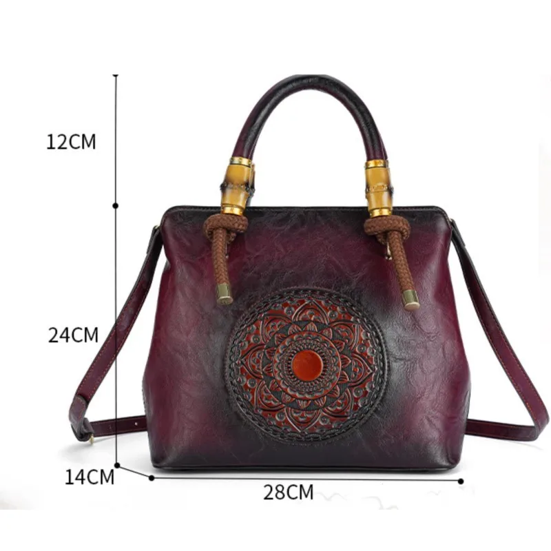 Johnature Retro Luxury Handbags Women Bags Designer 2024 New Handmade Embossed Shoulder Bags Casual Ladies Leather Bag