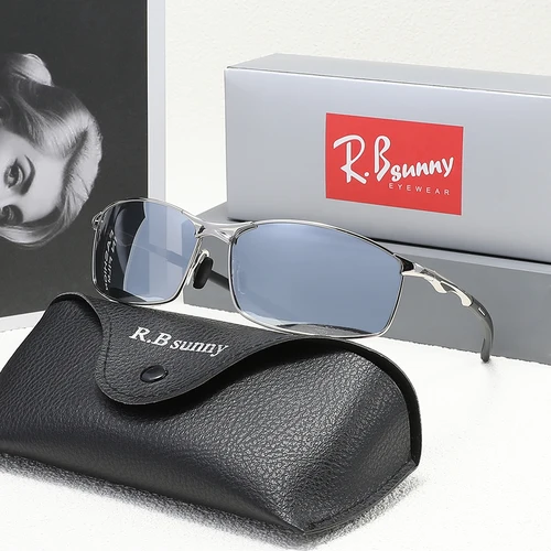 Imagen 2 del producto Gafas de sol polarizadas con montura rectangular para hombre, gafas de aleación UV400 para montar al aire libre, gafas Parsnip