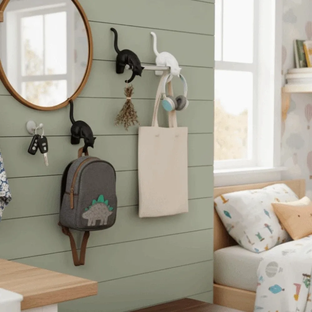 Cartoon Animal Traceless Cat-Shaped Wall Hook Cute Ornaments Wall Hanger Creative Wall Key Rack Home Decor