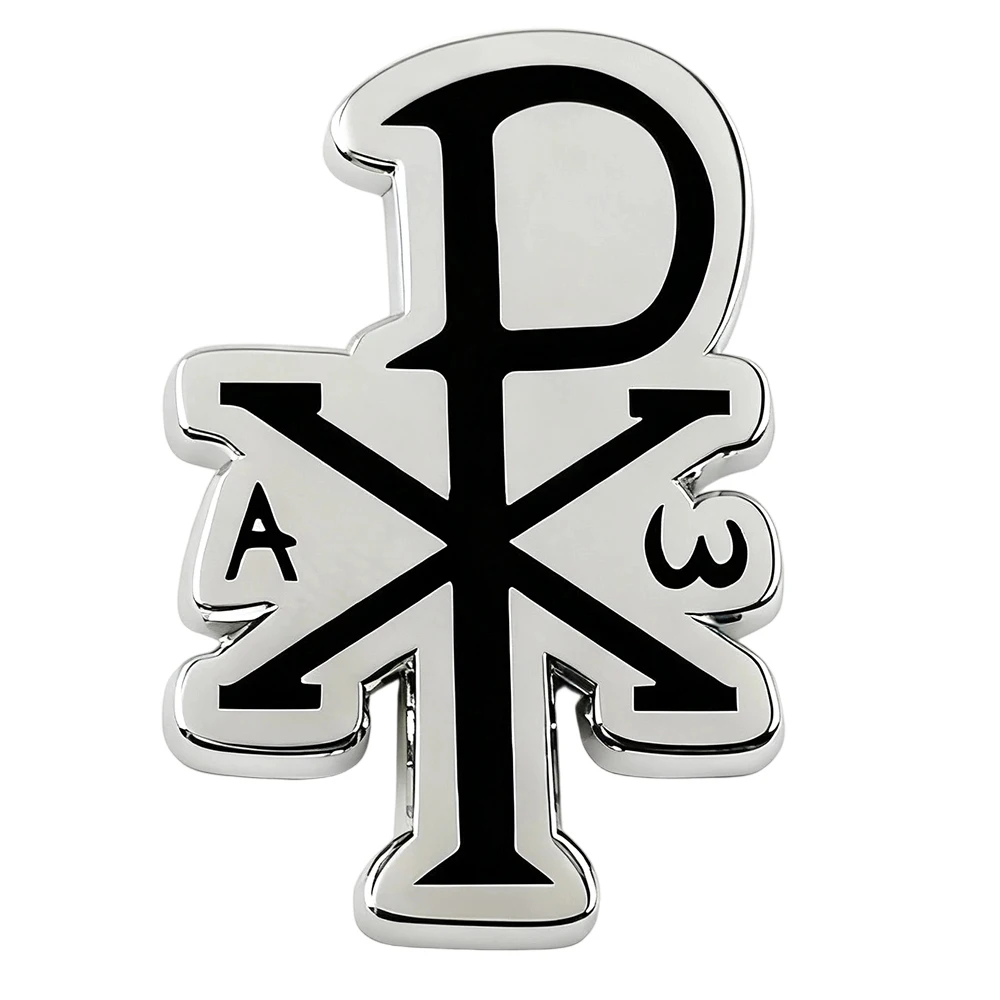 Chi-Rho Symbol Enamel Pin Jesus Christian Badge Labarum Flag Brooch Religious Jewelry Backpack Decorative