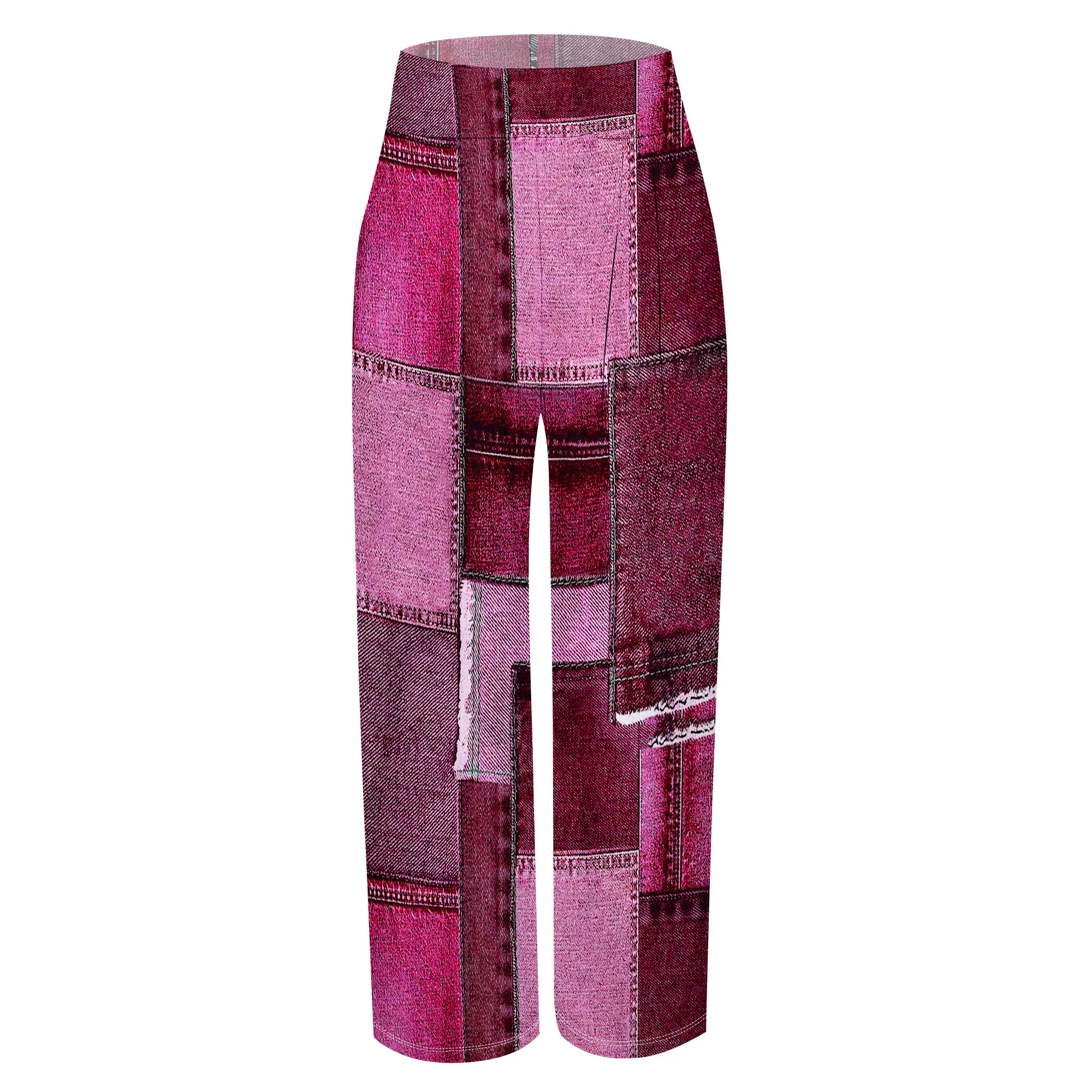 Women' s Camouflage Long Pants High Waist Wide Leg Stretchy Loose Fit Trousers with Pocket