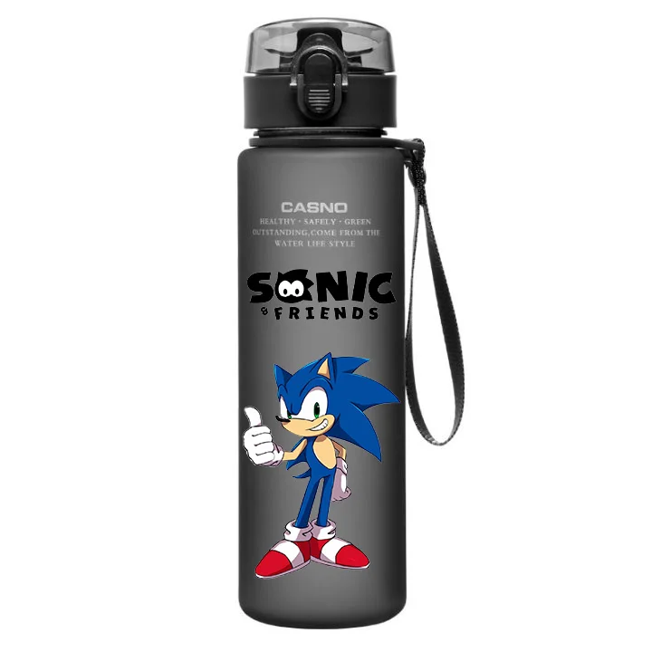 Sonic The Hedgehog 560ML Water Cup Large Capacity Portable Blue Black Plastic Cartoon Cycling Sports Drinking Bottle Gifts