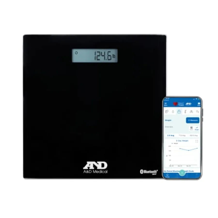 

Digital Body Weight Scale - Bluetooth Bathroom Weight Machine Heart Track - 450lb (200kg) - Batteries Included, Black