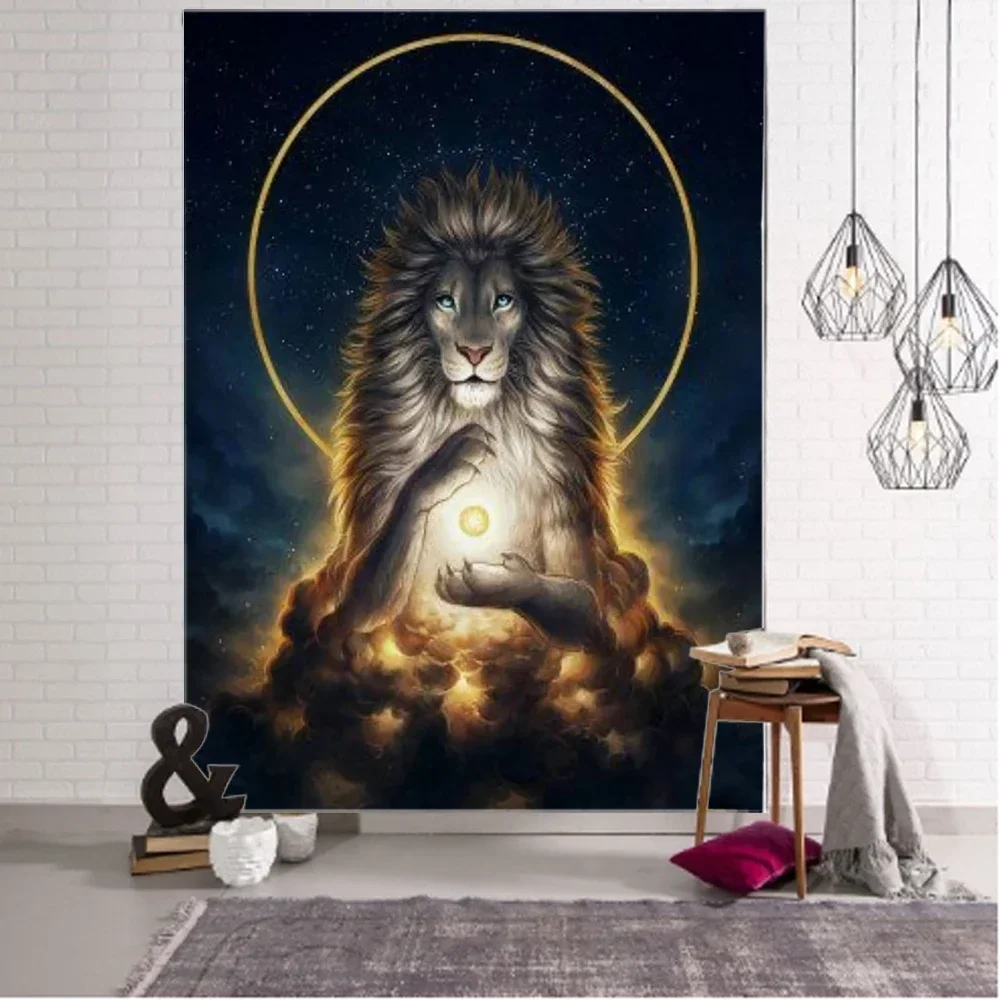 Mandala Lion Tree of Life Cat Background Decoration Tapestry Curtain Living Room Bedroom Background Decoration Tapestry