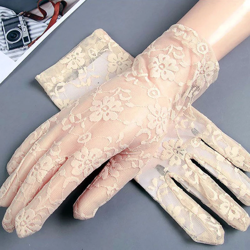 

Women's Gloves Summer Short Lace Breathable Thin Style Gentle Fashionable Gloves Korean Elegant Outdoor Driving Sunscreen Gloves