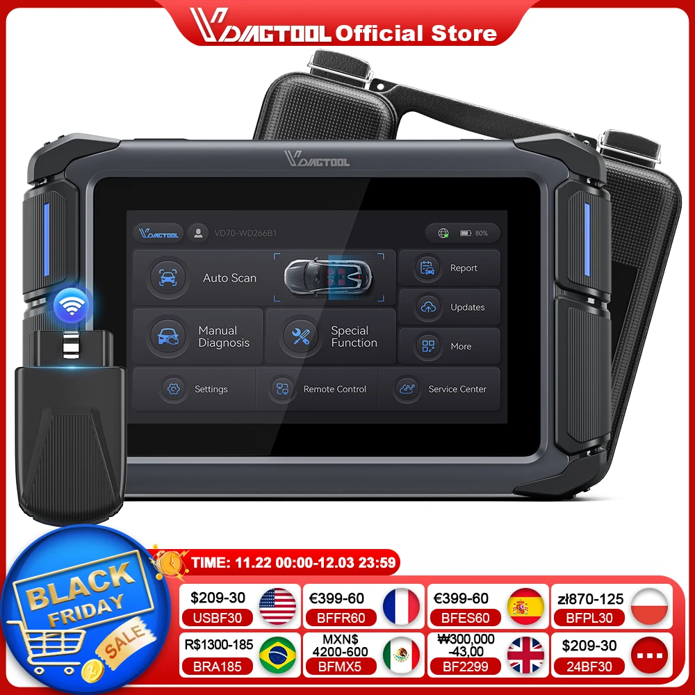 2024 VDIAGTOOL VD70S Wireless WIFI Automotive Scanner BT Bluetooth Car Diagnostic Scan Tools ECU Coding 36+ Services CANFD DOIP