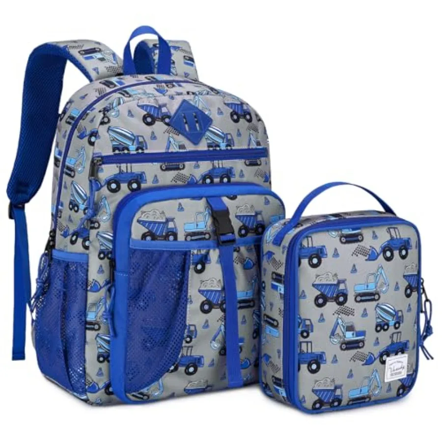 

Boy Backpack and Lunch Bag Set, 2-in-1 School Bookbag with Insulated Lunch Box for Preschool, Daycare, Kindergarten and Element