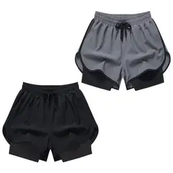 Heißer 2023 2 in 1 Laufhose Männer Doppel-deck Sport Gym Shorts Fitness Kurze Hosen Workout Shorts Männer sportswear Bodybuilding