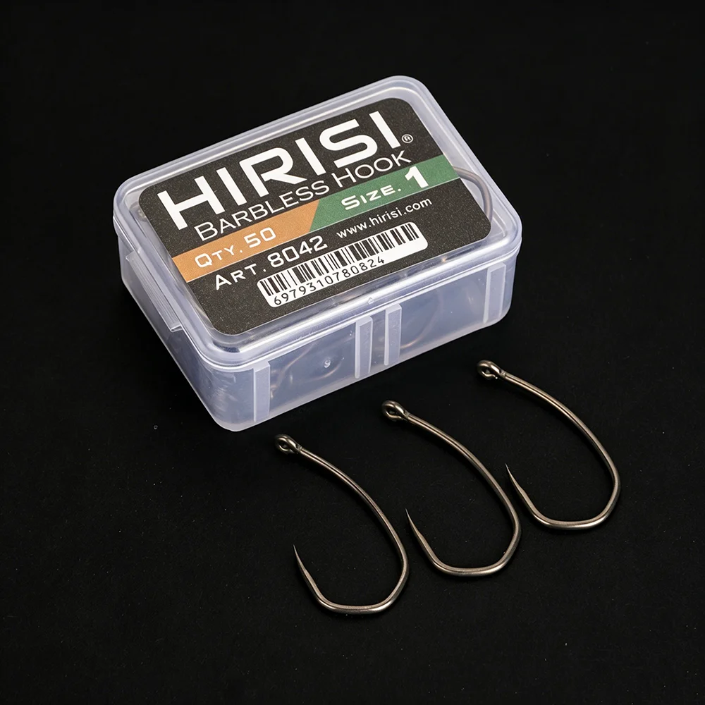 Hirisi 8042 100 Stück PTFE-beschichtete Angelhaken aus Hochkarbon-Edelstahl Rostfrei Scharfe Spitze mit Öse für Angelzubehör – Detail 7