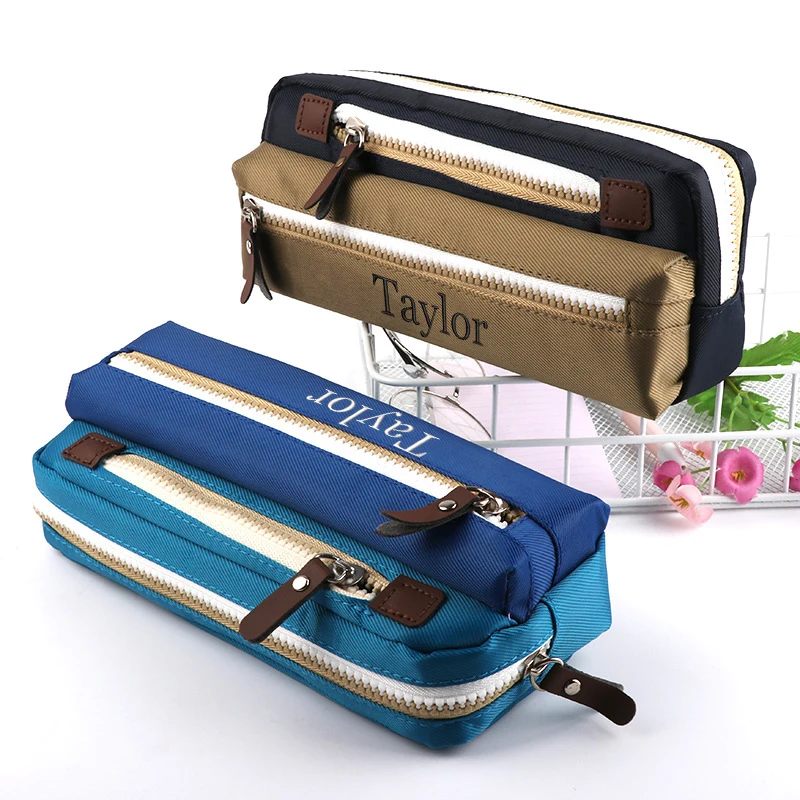 Custom Embroidery / Standard Version Dopamine Color-Blocking Design High Aesthetic Value Pencil Case Storage Bag Toiletry Bag Suitable for College, Office, Must-Have for Back-To-School Season! Holiday Gift!