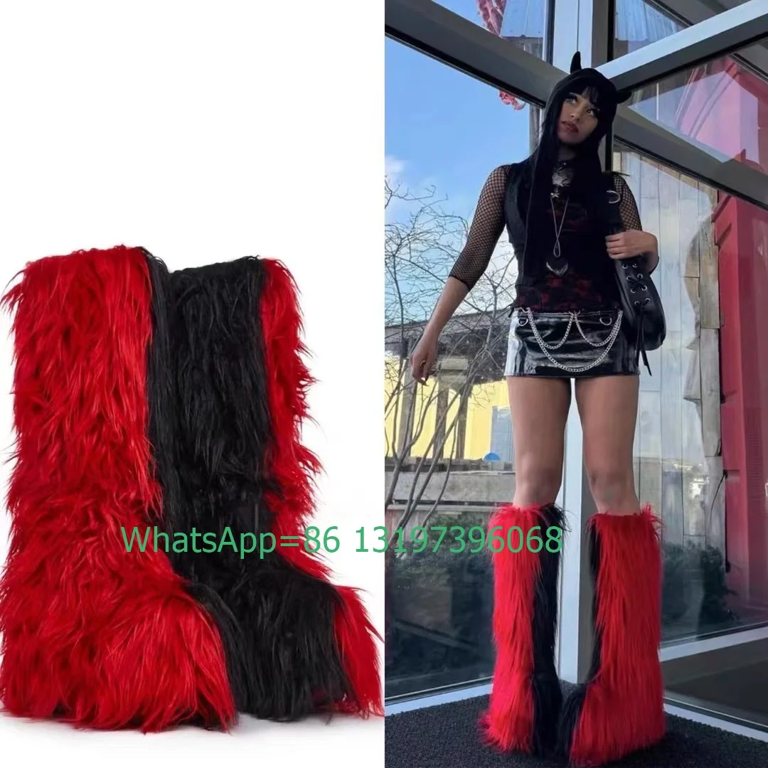 Botas de plataforma de piel gótica para mujer, Color rosa, Negro, Rojo, mezcla de colores, parte Y Mary Janes, nueva llegada, botas de pasarela