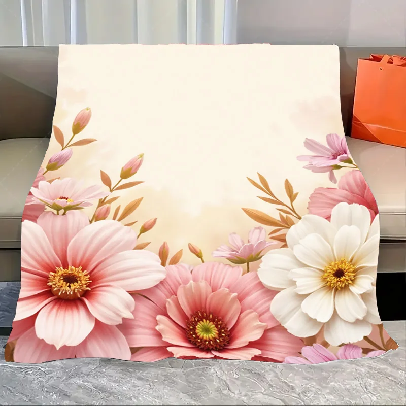 

1 шт. фланелевое одеяло элегантное одеяло с цветочным принтом для уютного домашнего декора