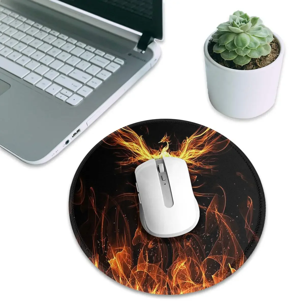 Phoenix Mythical Bird (15) Round Mouse Pad Computer Keyboard Mouse Mat Gaming PC Desk Mat Office Accessories Table Mats