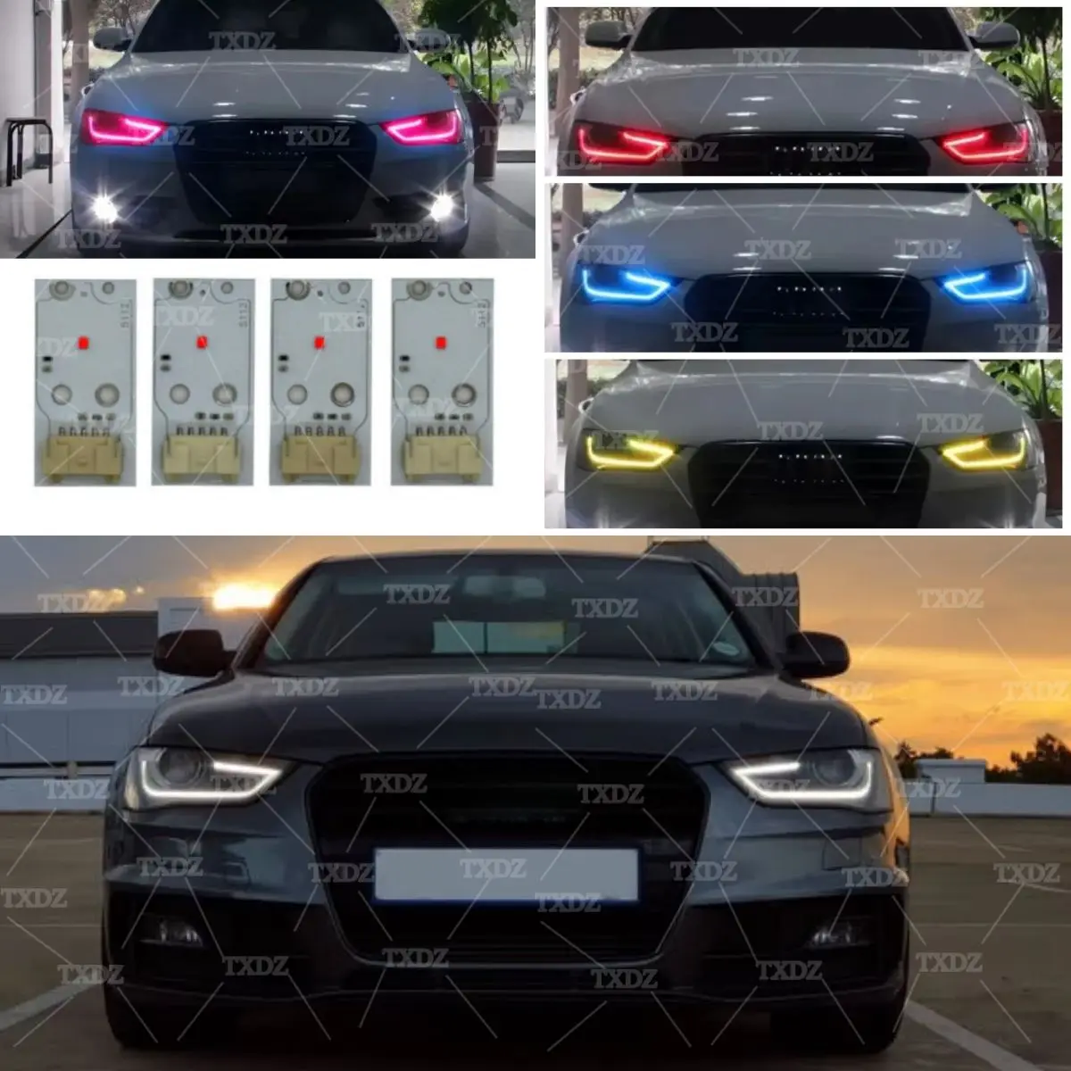 

Non-RGB Angel Eye Daytime Running Light DRL LED Boards For Audi A4 S4 B8 2013-2016 Xenon Headlight Red Blue Yellow