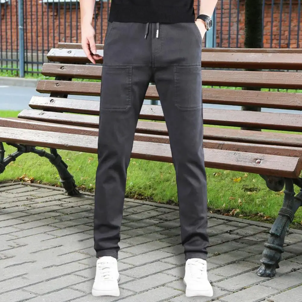 2025 New Korean Ice Silk Elastic Trousers Four Seasons Thin Casual Men'S Loose Sport Pants Spring For Work School Travel Outdoor