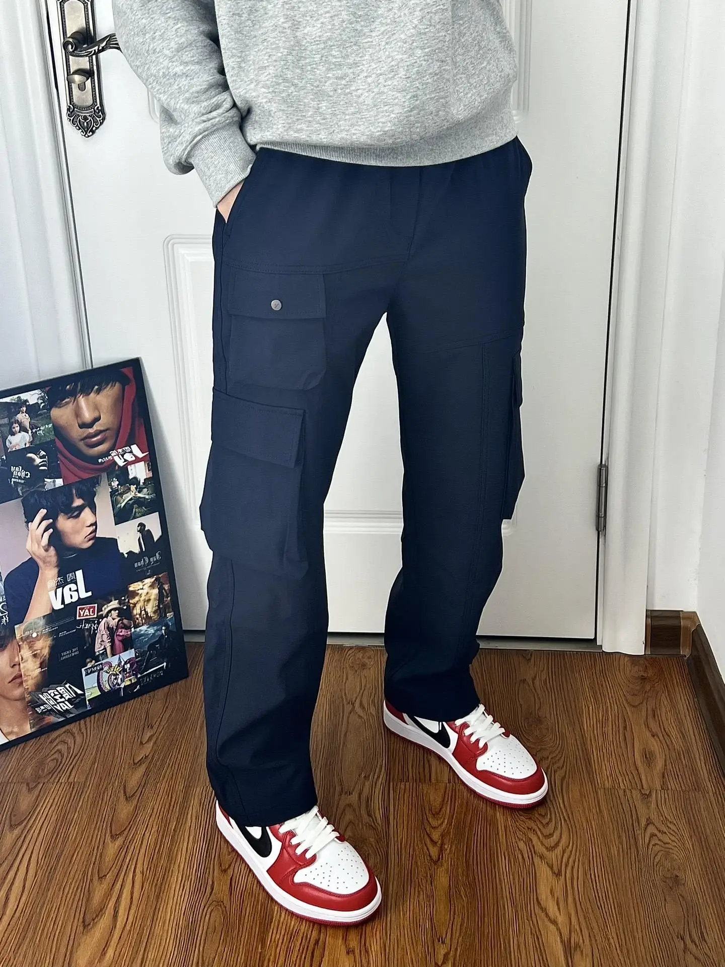 

Navy Blue Men's Work Trousers Straight Leg Outdoor Adventure Qui Dry Casual Pants Youthful Energy Sle Wear Resistant