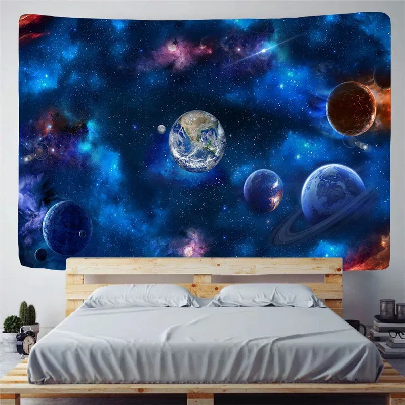 Universe Milky Way Tapestry Fantasy Planet Scenery Tapestry Wall Hanging Decor Bedroom Living Room Hall Creative Mural Tapestry