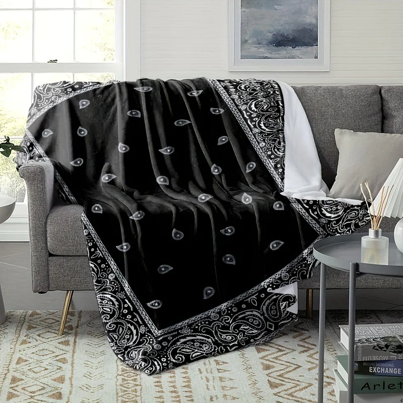Soft Warm & Cozy Vintage Paisley Flannel Throw Blanket - All-Season for Couch Bed Office and Travel