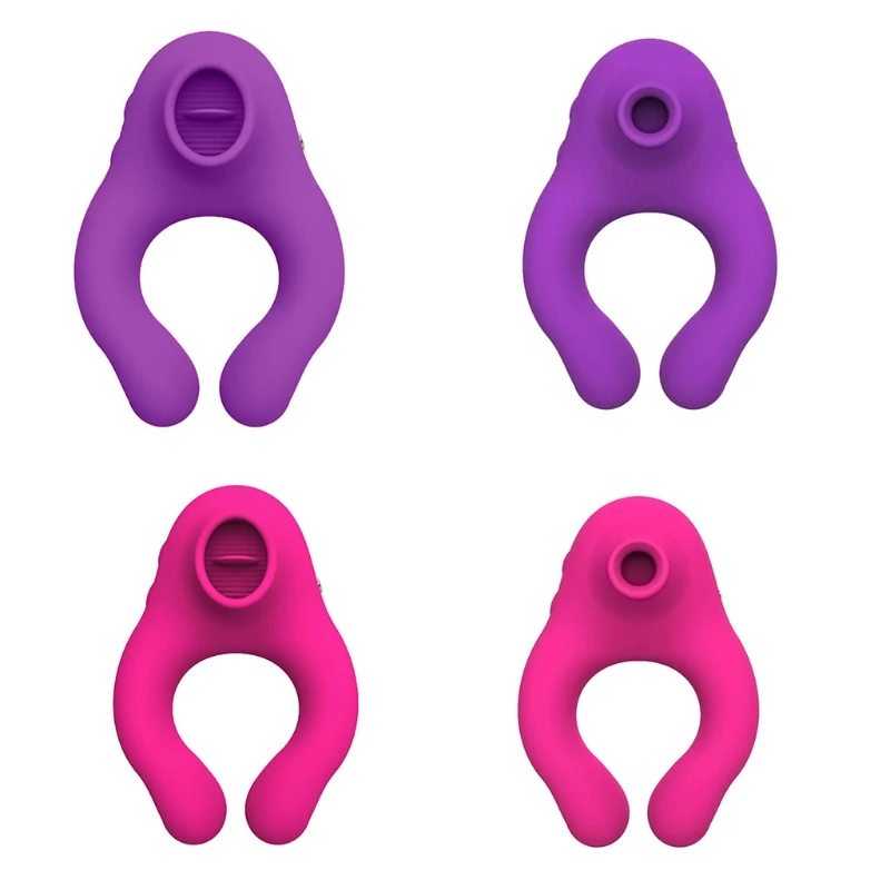 

20RF 7 Vibration Modes Licking Dildo Vibrating Ring Sucking Sex Toy Rechargeable Masturbating Massager for Adult Men Couples