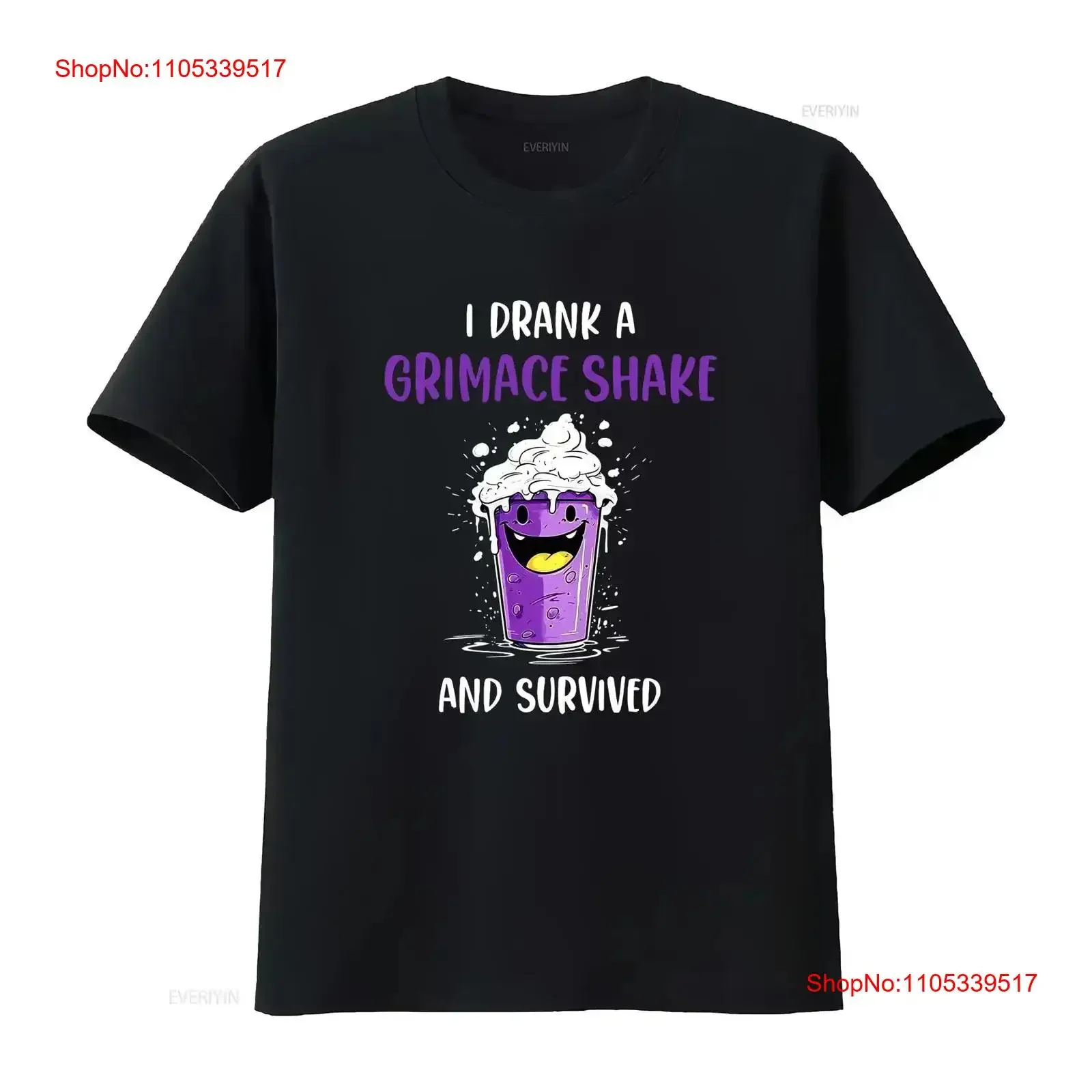 Bebí un batido Grimace y sobreviví. Camiseta negra vintage lavada, cómoda, elegante, con gráfico, informal, suave, para hombre, ligeramente holgada.