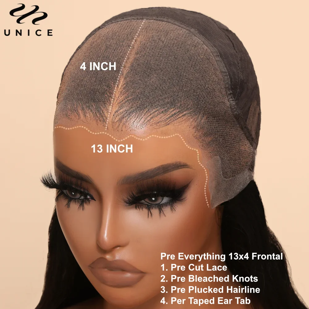 UNice Hair Pre Everything 13x4 Lace Frontal Wig Human Hair Preplucked Pre Cut Lace Front Wig Mini Knots Lace Wig Ready To Wear