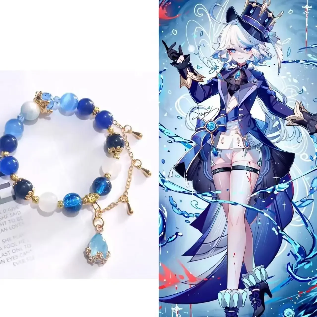 New 2024 Game Genshin Impact Anime Cartoon Focalors Furina de Fontaine Bracelets Women Chain Party Wedding Jewelry Holiday Gifts