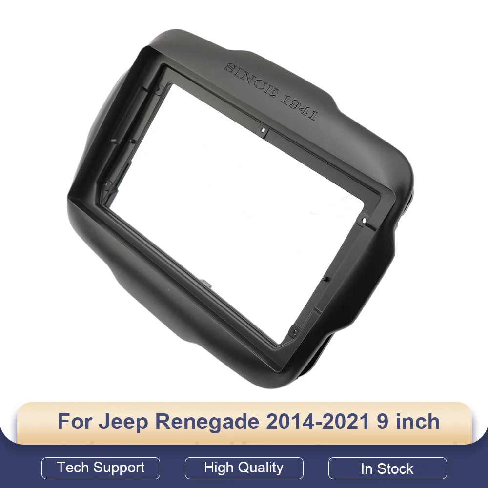 

9 Inch 2DIN Car Radio Fascia Frame for Jeep Renegade 2014-2021 with Wiring Harness, Power Cord & Canbus Decoder