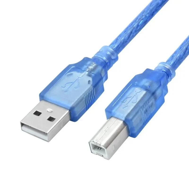 USB 2.0 Printer Cable Type A Male To Type B Male Dual Shielding High Speed Transparent 0.5m