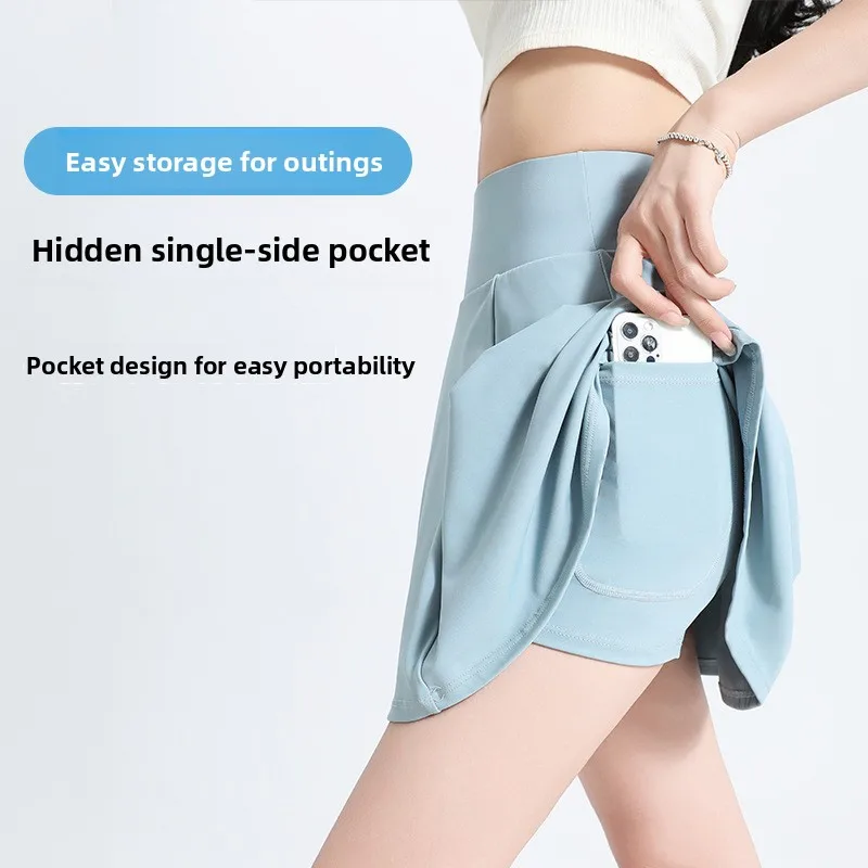 Fitn correndo orts saia de cintura alta calças anti-luz andando fino cinco quartos comprimento exercício yoga dança calças