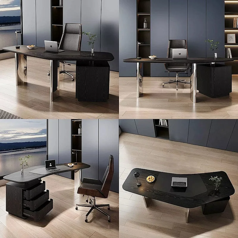 Minimalist High-End Solid Wood Desk Designer Creative Art Corner Irregular Business Study Computer Table