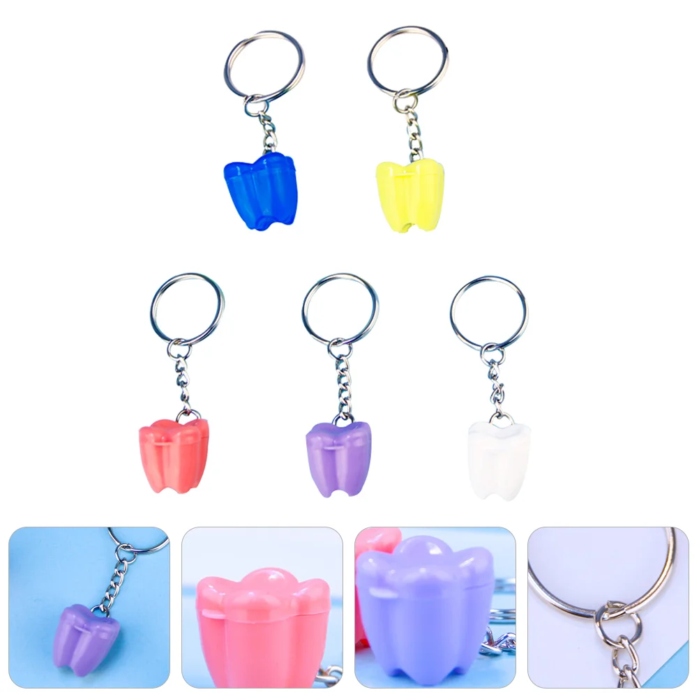 

5 Pcs Baby Teeth Keychain Children Tooth Keeper Deciduous Holder Keyring Preservation Organizer Case Toddler