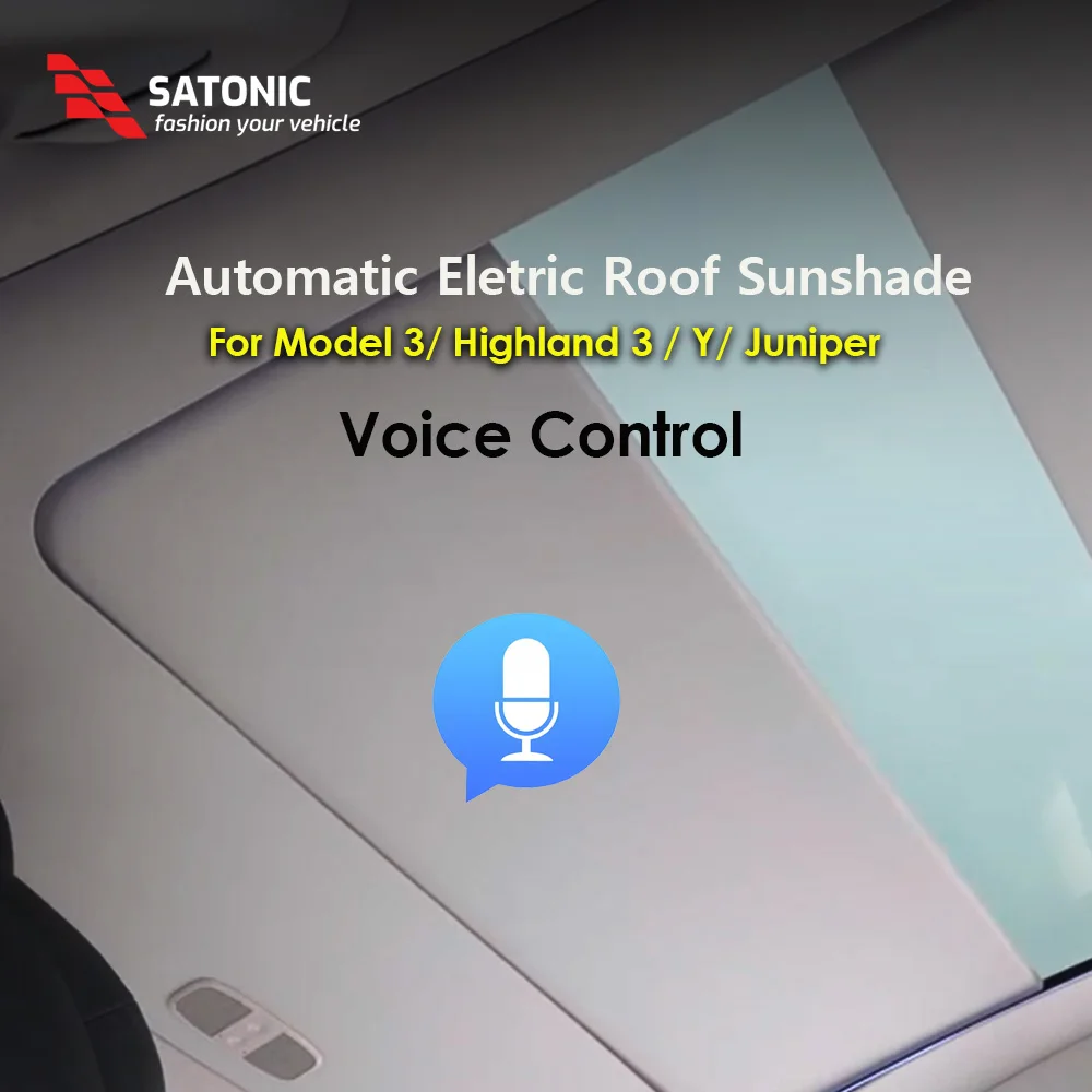 

SATONIC New Digital Automatic Eletric Sunshade for Tesla Model 3 Y Highland 3 Y Juniper Vocie control with Ambient LED Light