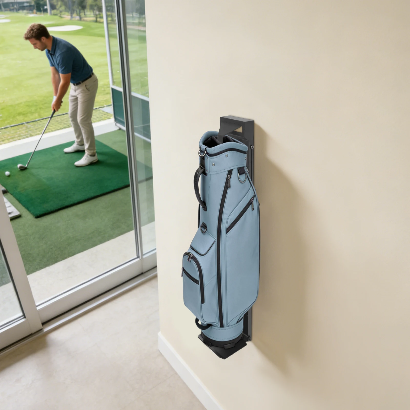 

Wall Mount Golf Bag Holder Sturdy Storage Rack Organizer Stand for Garage Home Entryway Easy Installation Golf Equipment Display