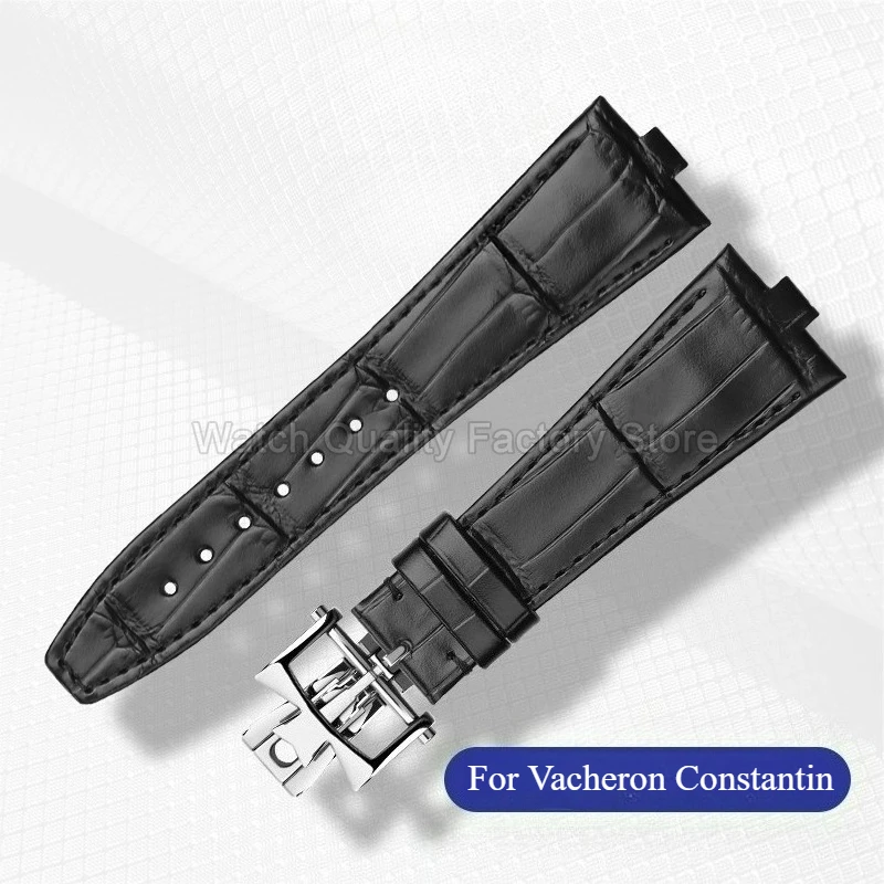 Dainty Cow Leather Watch Strap Black Brown Blue for Vacheron Constantin Overseas 4500V 5500V 7900 Quick Release Convex Interface