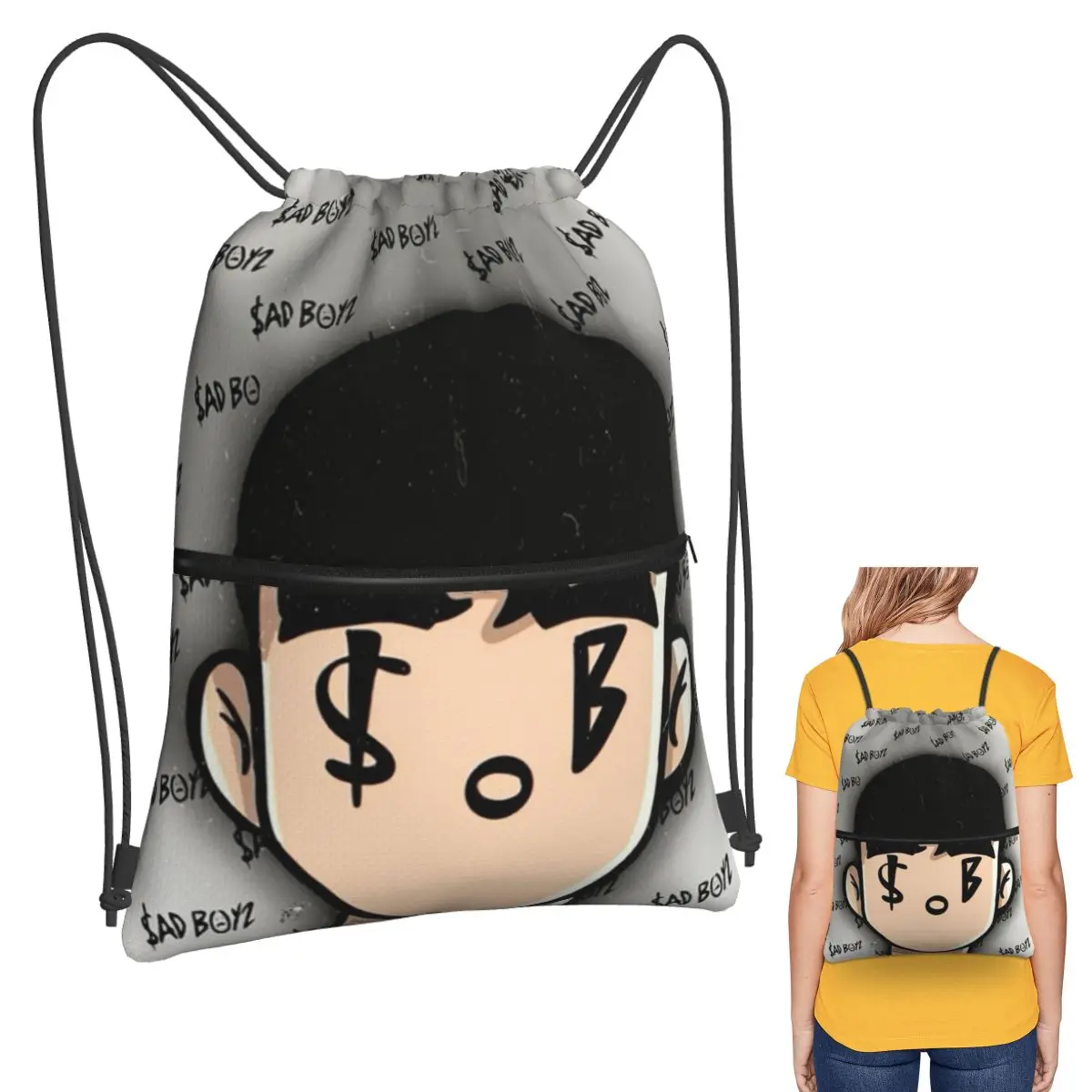 

Junior H Sad Boyz Corridos Tumbados Mexico Backpacks Multi-function Drawstring Bags Sundries Bag Book Bags for Travel Students