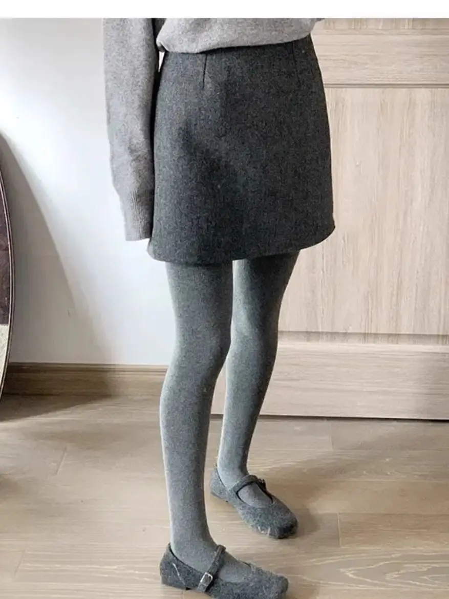 

Faionable High Waist A-Line Skirt Pure Color Woolen Korean Sle Women's Slim Fit Skirt Spring Autumn Seasonal Trendy